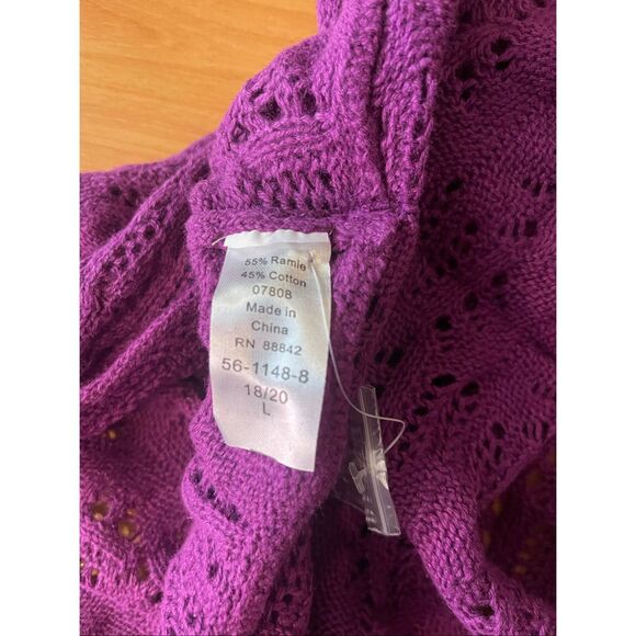 Woman Within Open Faced Purple Cardigan Sweater Women’s Size 18/20 - Picture 3 of 7